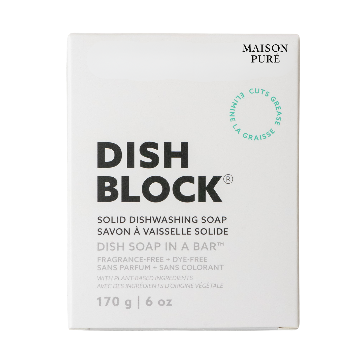 DISH BLOCK Solid Dish Soap - 6 oz (170g) bar